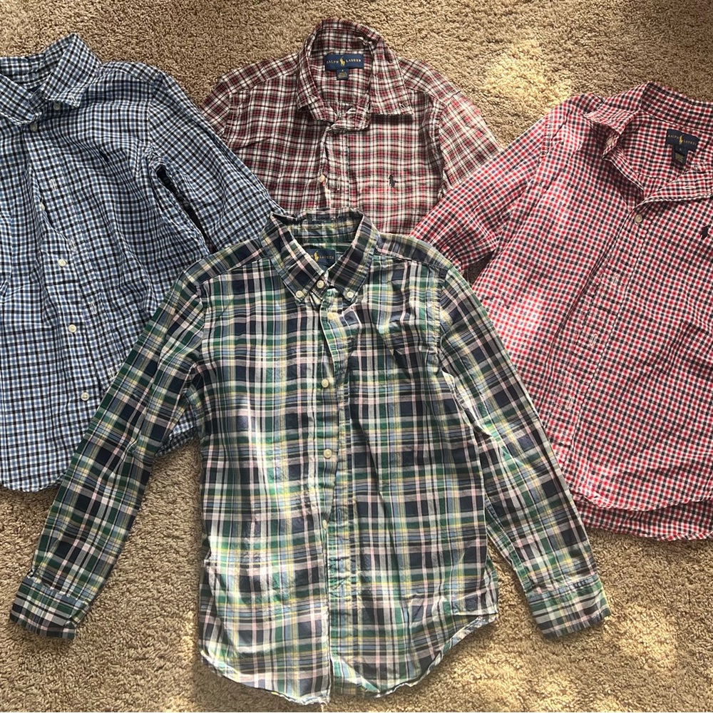 Kids Ralph Lauren Plaid Button-Down Bundle - Blue, Red, Green